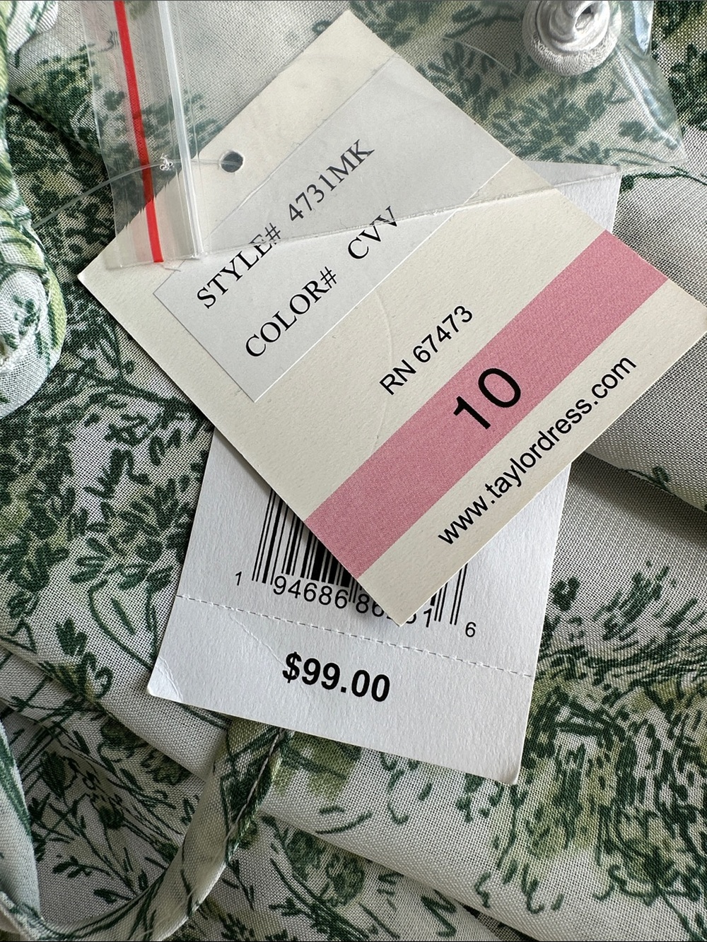 NWT Taylor Green Toile V-Neck Tiered Maxi Dress Size 10 - Picture 13 of 16